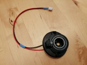 Le support de fente tournante avec son roulement et la LED fils avec manchon Bleu.